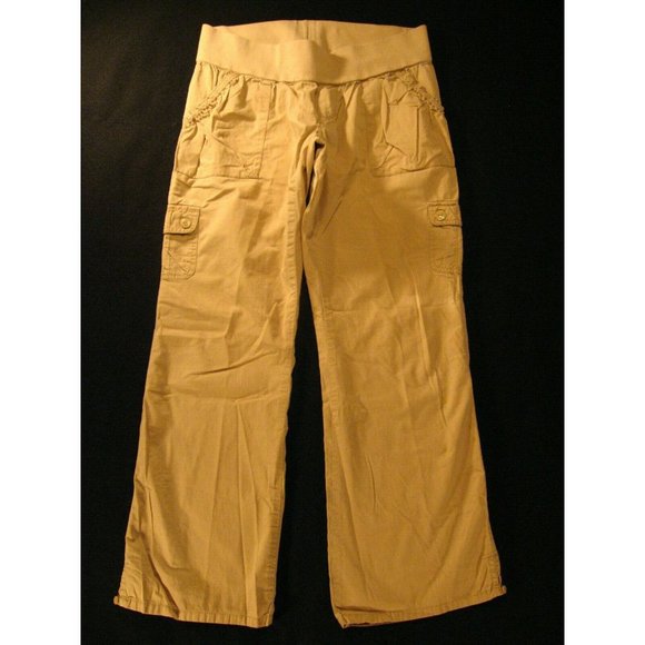 Liz Lange Womans Maternity 8 Brown Khaki Pants 30 x 30 MEASURED Cargo Stretch - Picture 1 of 7